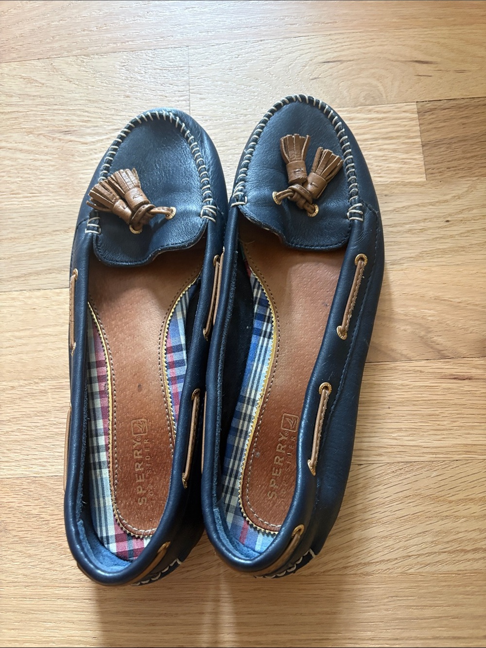 Sperry Navy Leather Tassel Moccasins